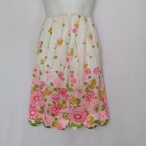 Saramae Vintage Slip Scalloped Hem Sz XS Sm Floral